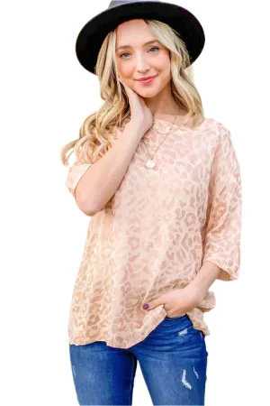 And The Why Leopard Foil Printed Half Sleeve Summer Sweater