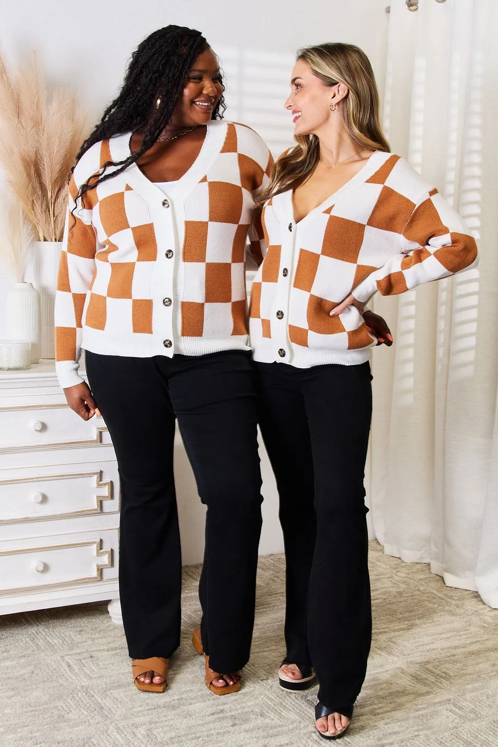Angel Wings Button-Up V-Neck Dropped Shoulder Cardigan