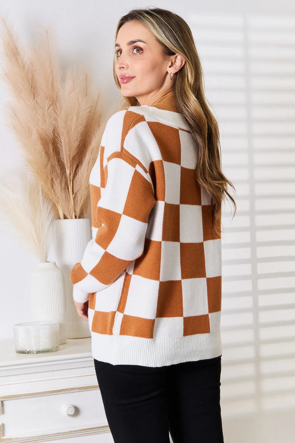 Angel Wings Button-Up V-Neck Dropped Shoulder Cardigan