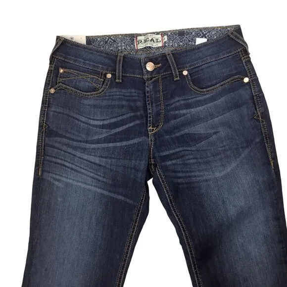 Ariat R.E.A.L. Denim NWT Ella Deconstructed Cropped Boot Jeans Mid Rise Size 32