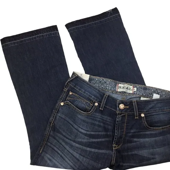 Ariat R.E.A.L. Denim NWT Ella Deconstructed Cropped Boot Jeans Mid Rise Size 32