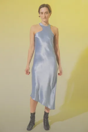 Asymmetric Cutout Bias Dress - Glacier