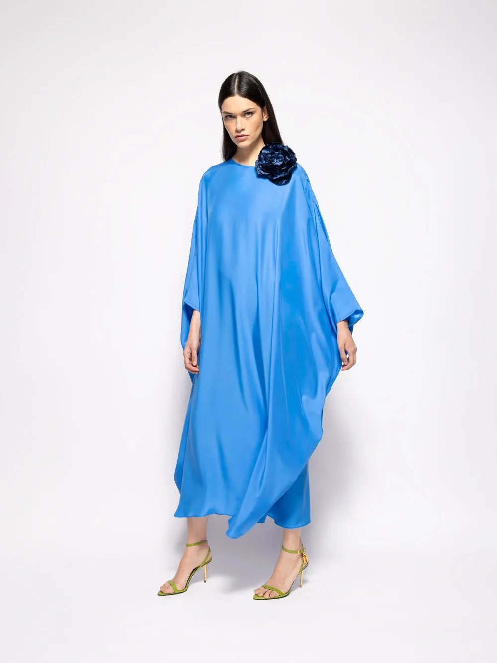 Auriga Blue Silk Kaftan Dress