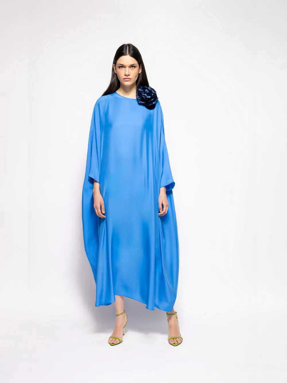 Auriga Blue Silk Kaftan Dress
