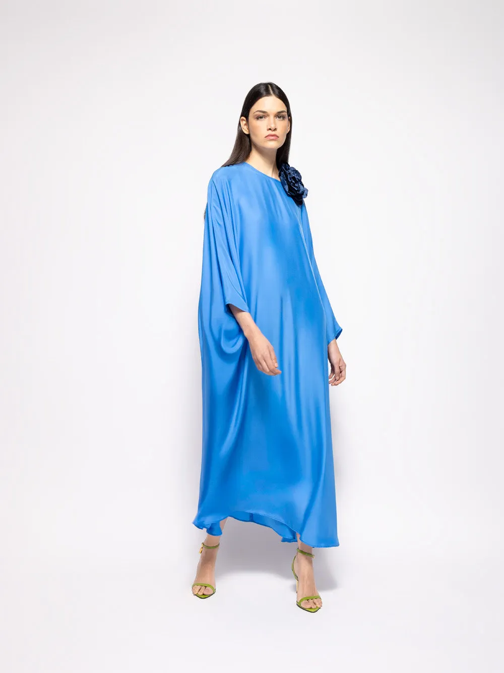 Auriga Blue Silk Kaftan Dress