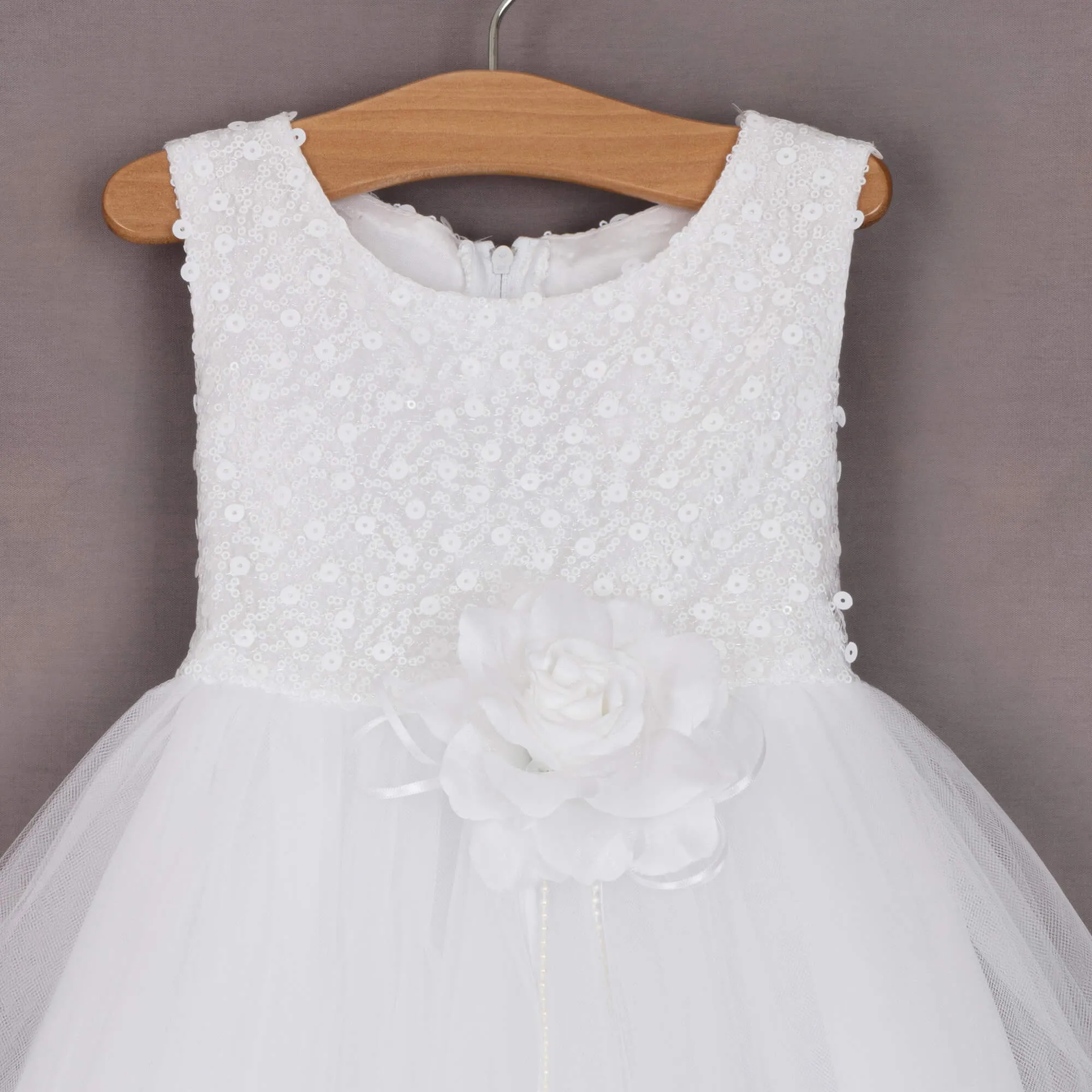 Baby Kenza - Sequin White and White Petals