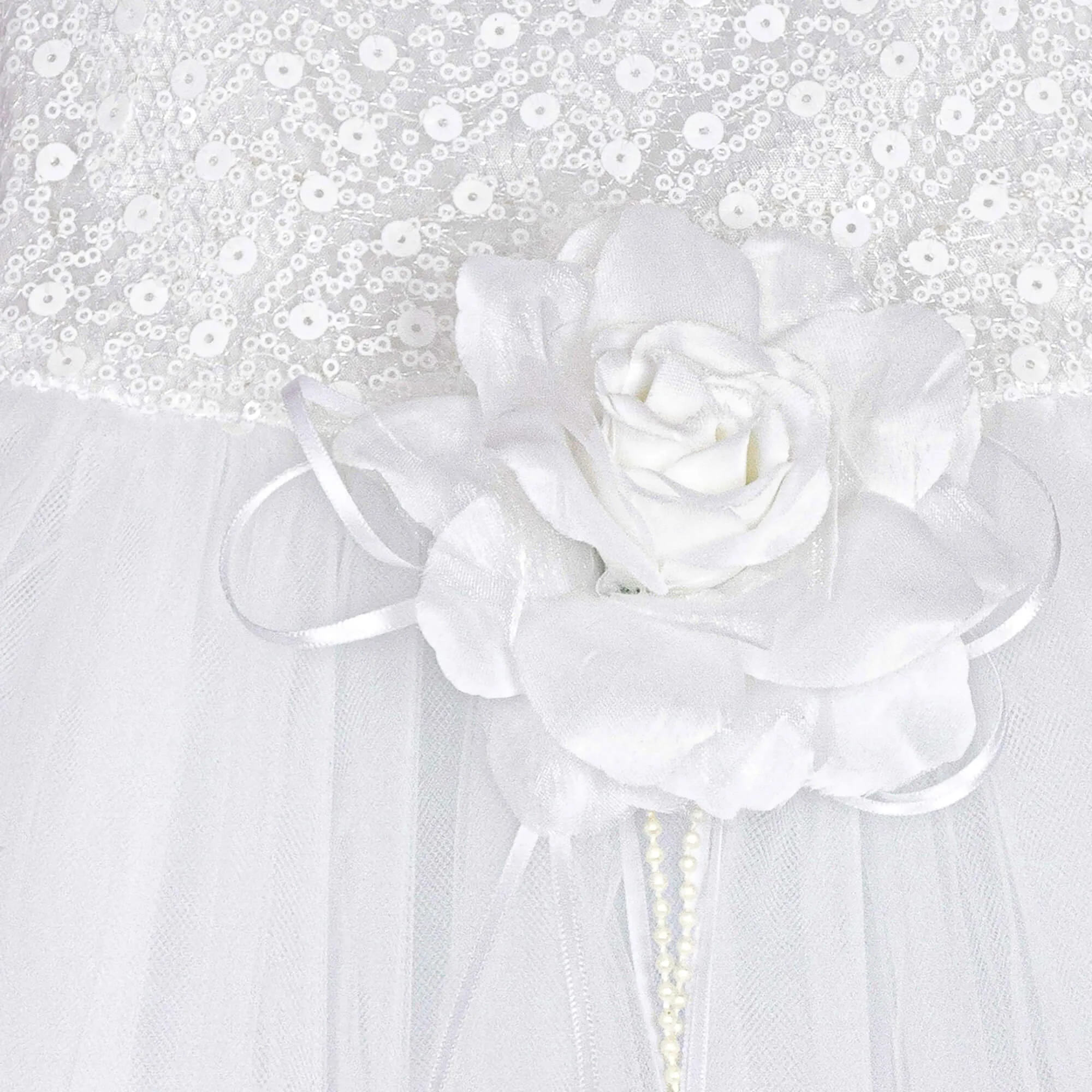 Baby Kenza - Sequin White and White Petals