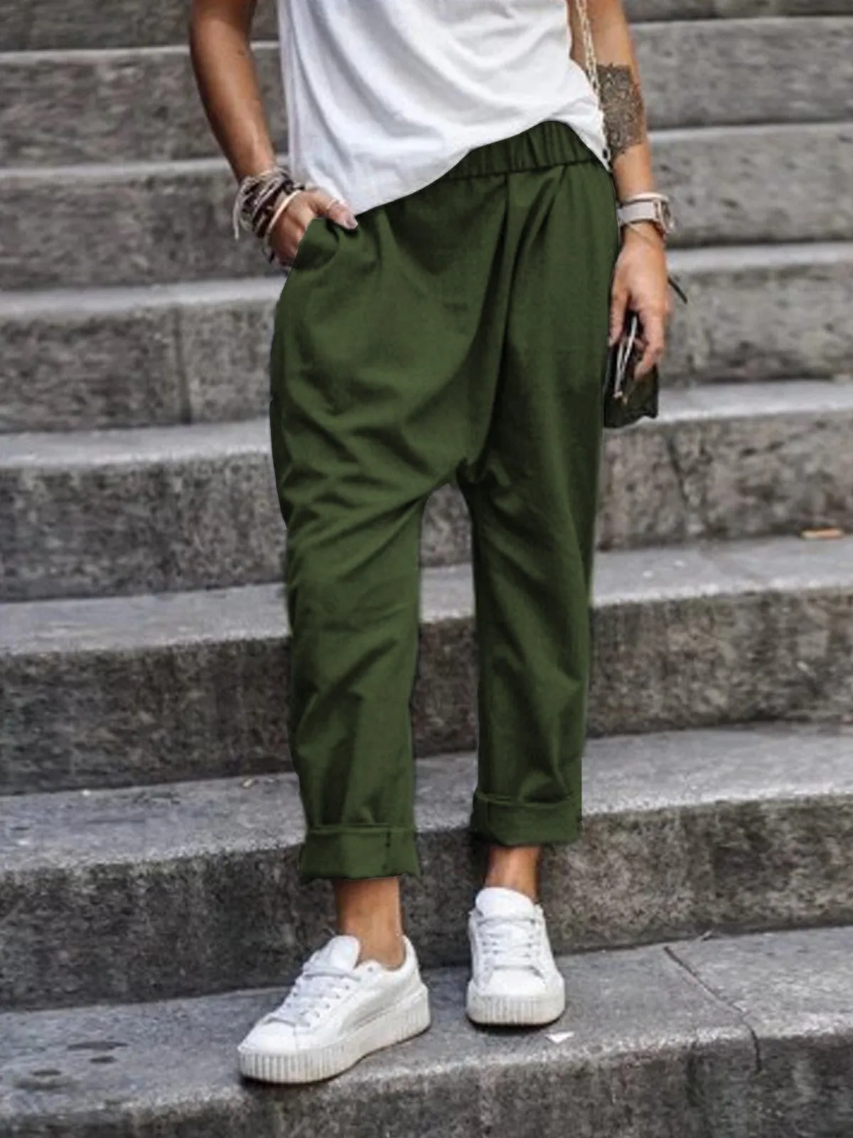 Baggy Cropped Pants for Ladies