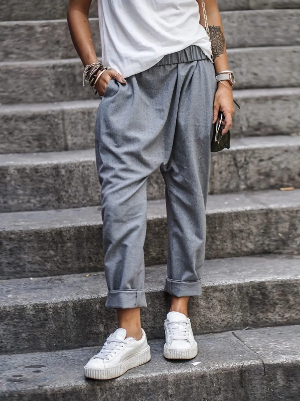 Baggy Cropped Pants for Ladies