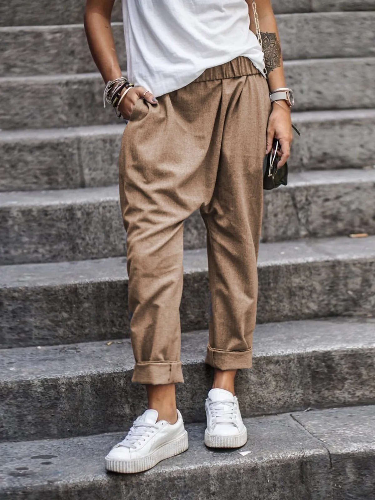 Baggy Cropped Pants for Ladies