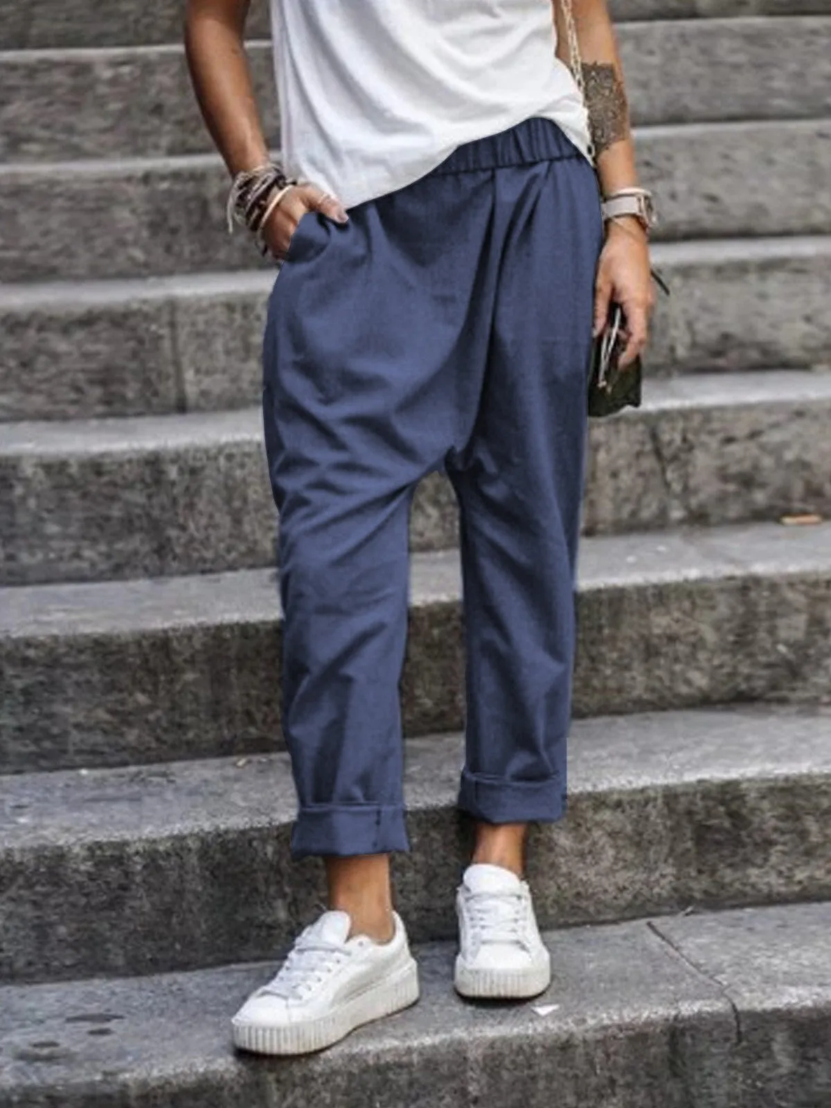 Baggy Cropped Pants for Ladies