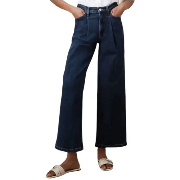 Banana Republic High Rise Pleaded Wide Leg Cropped Jeans