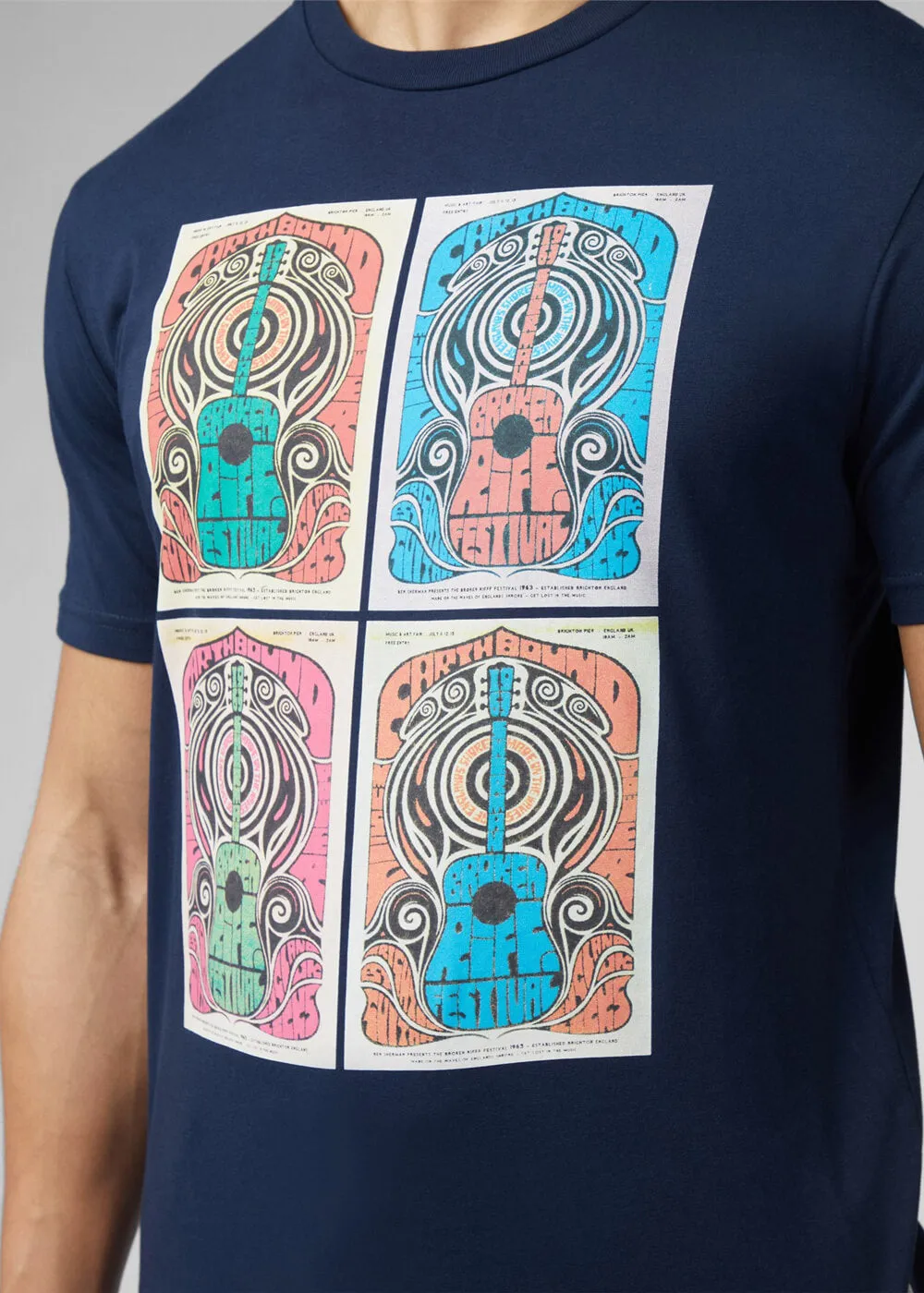 Ben Sherman Guitar Festival Poster T-Shirt Donker Navy