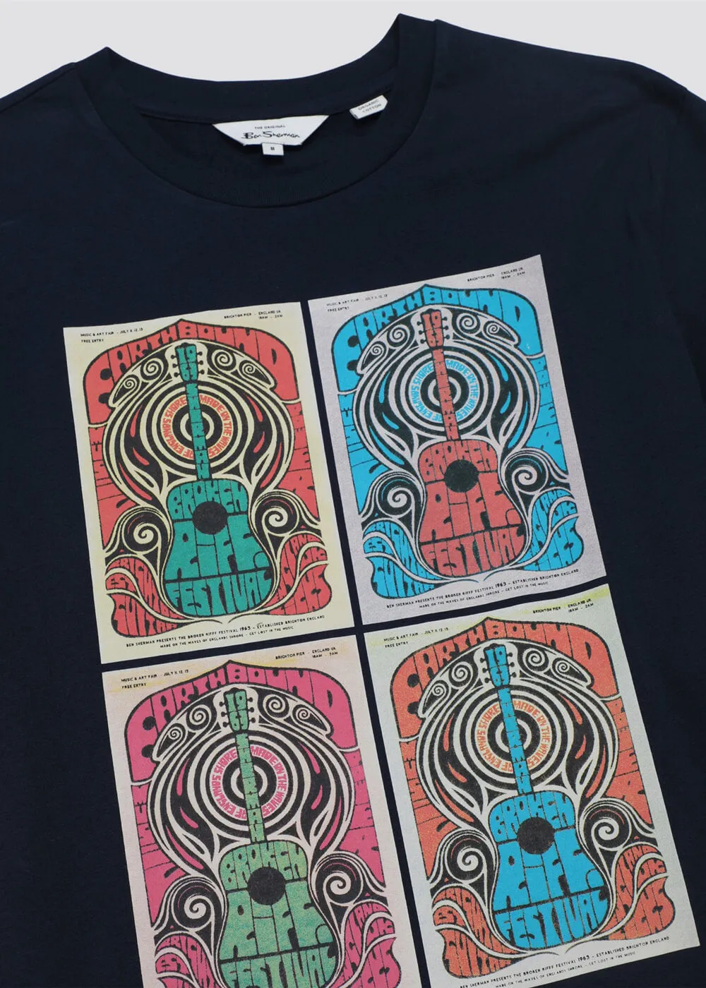 Ben Sherman Guitar Festival Poster T-Shirt Donker Navy