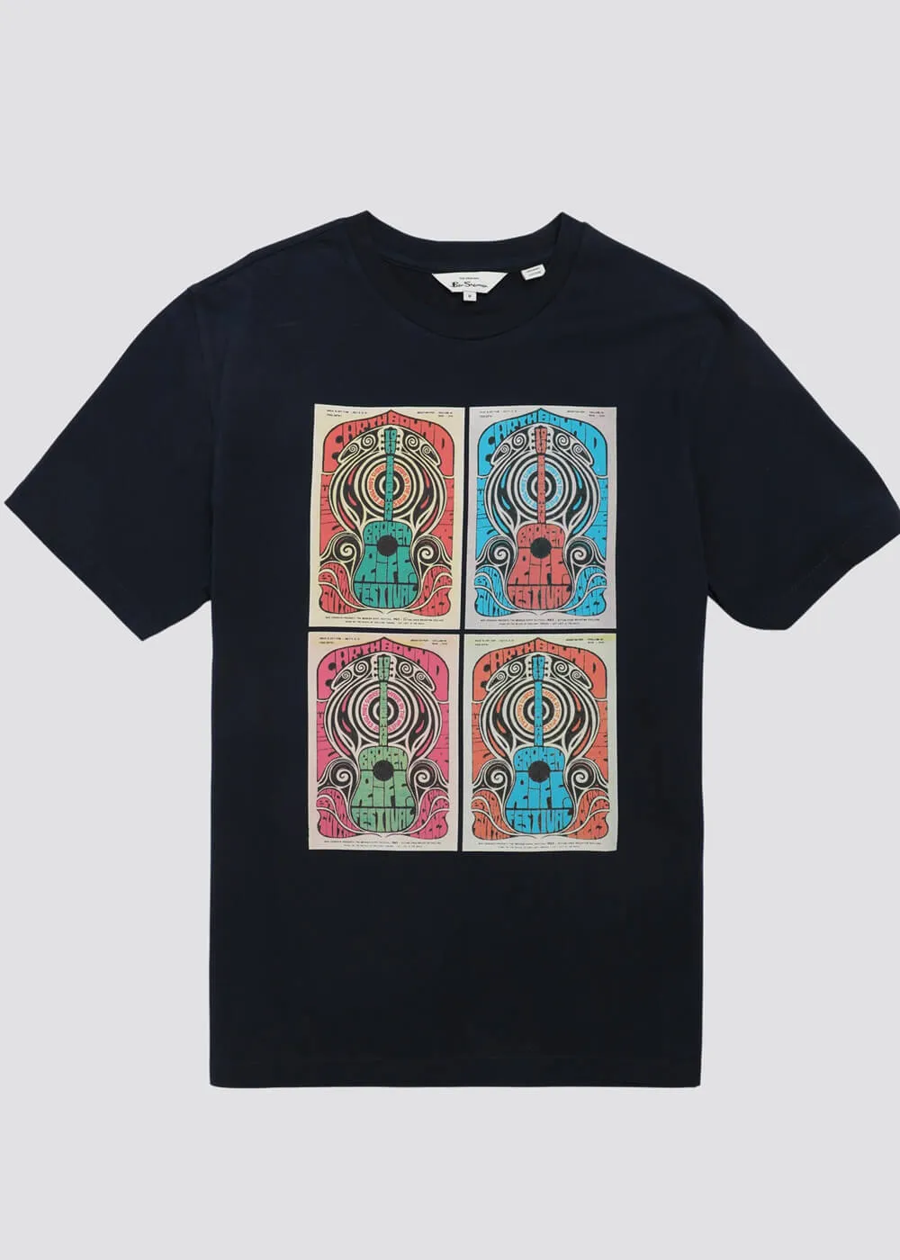 Ben Sherman Guitar Festival Poster T-Shirt Donker Navy