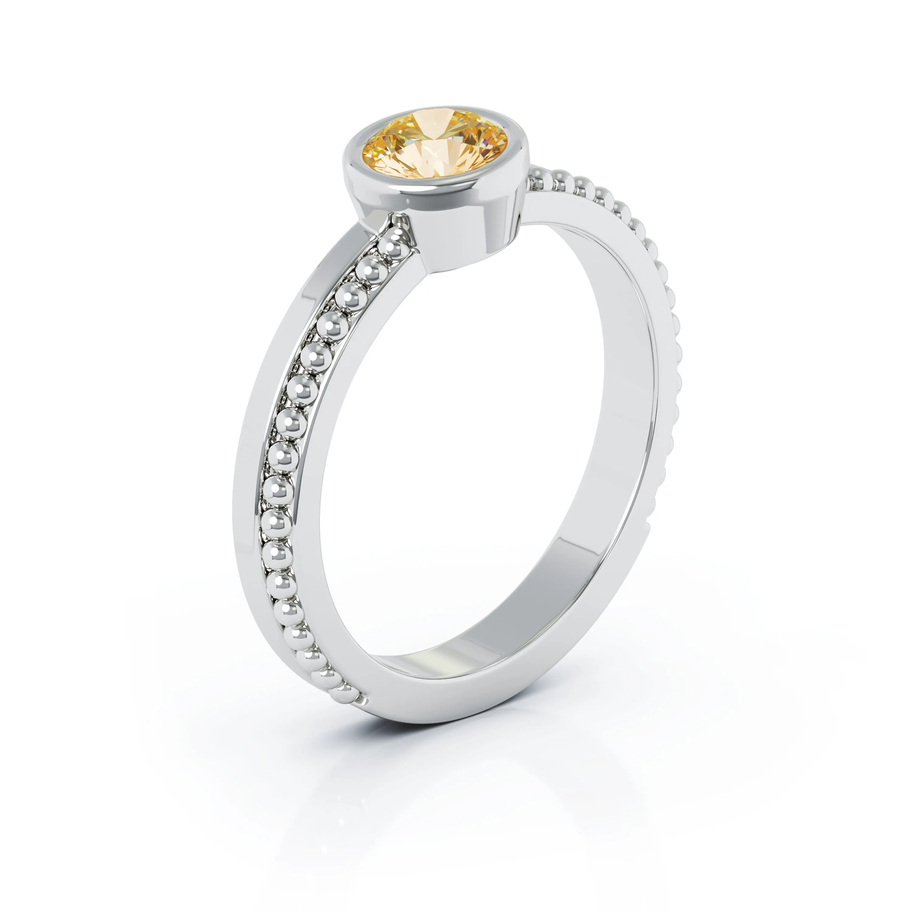 Bezel 5MM Citrine Bead Style Ring in 14K Gold