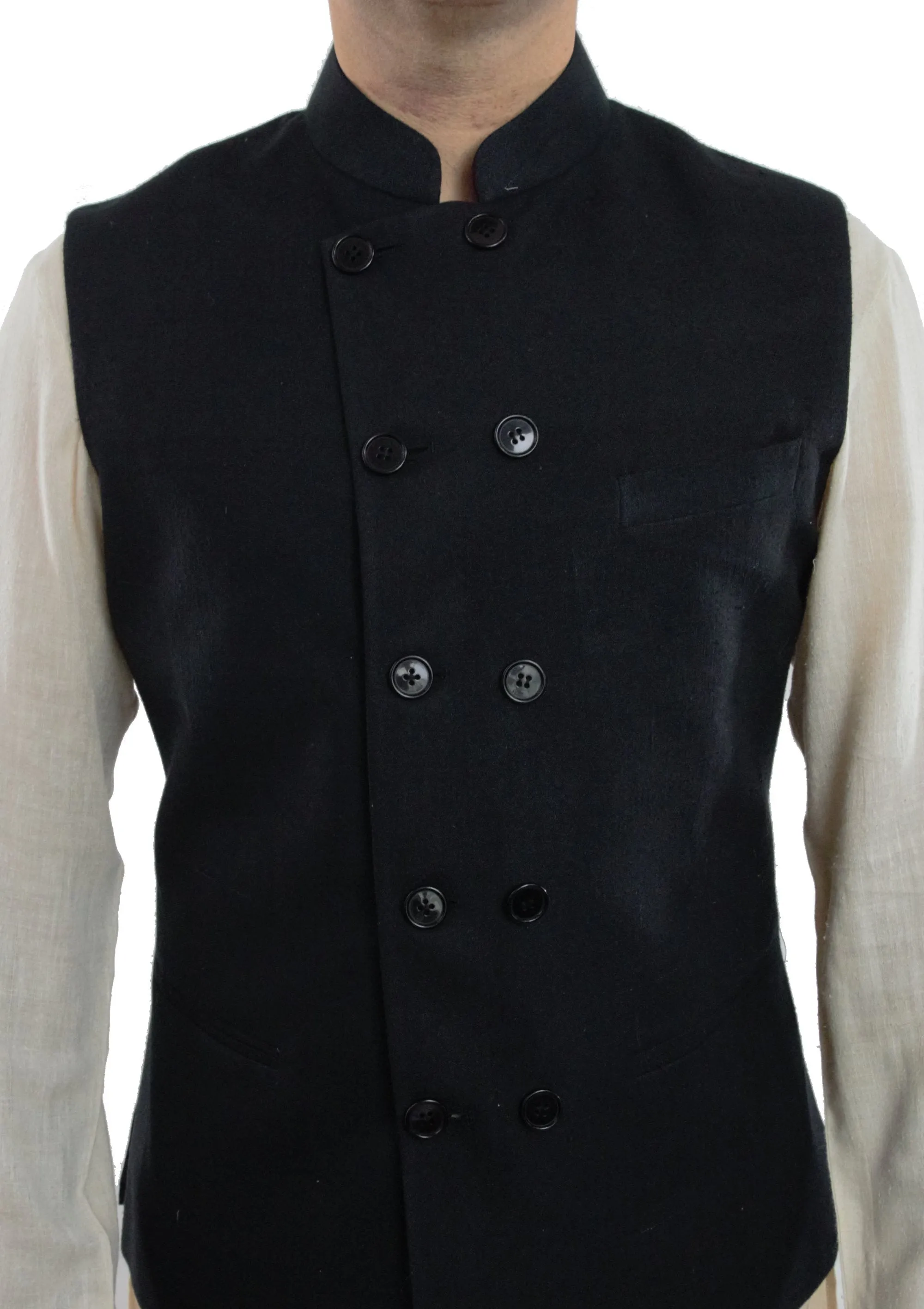 Black Color Matka Silk Nehru Jacket Bandhgala Waistcoat Bandi