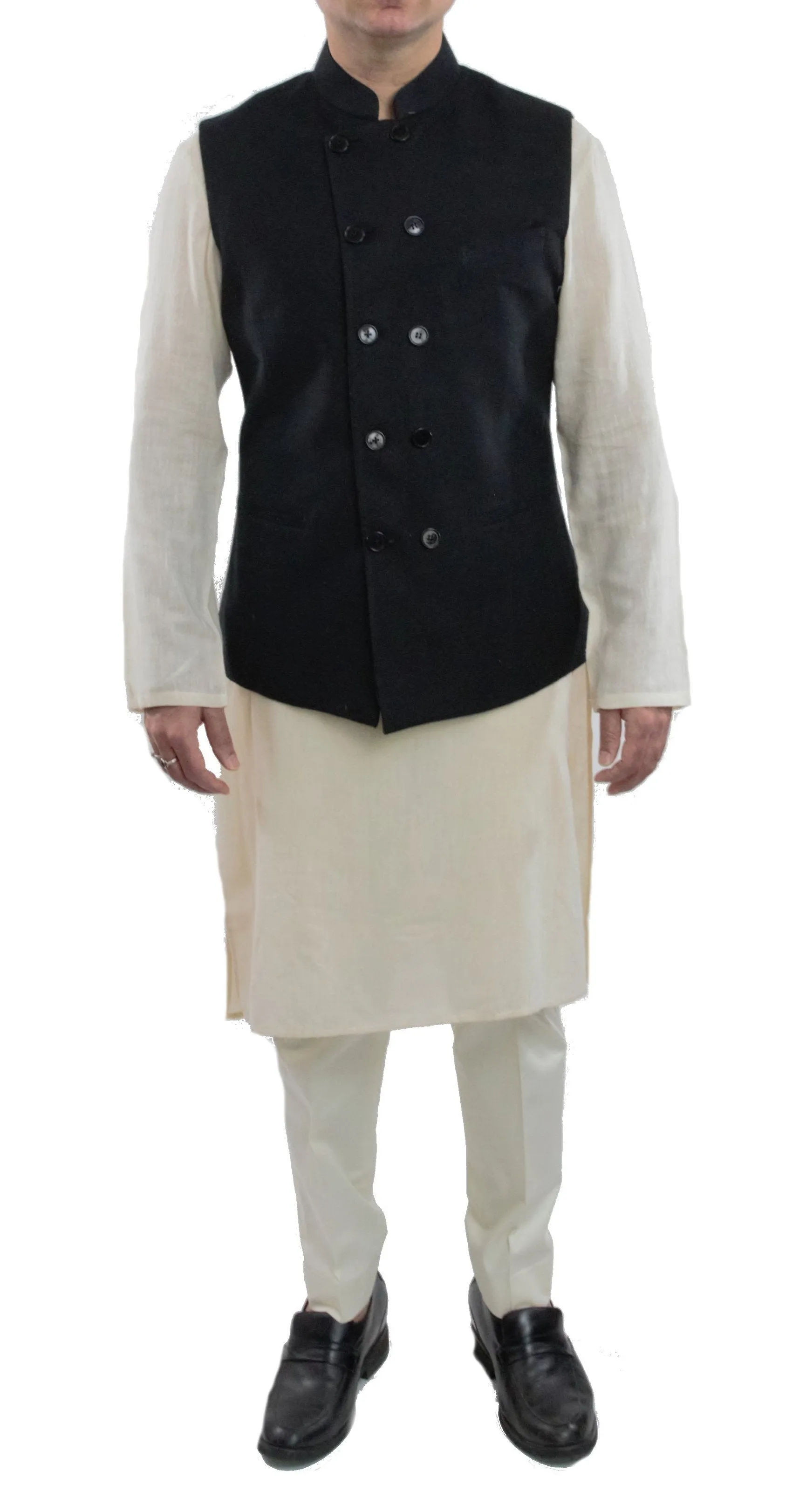 Black Color Matka Silk Nehru Jacket Bandhgala Waistcoat Bandi