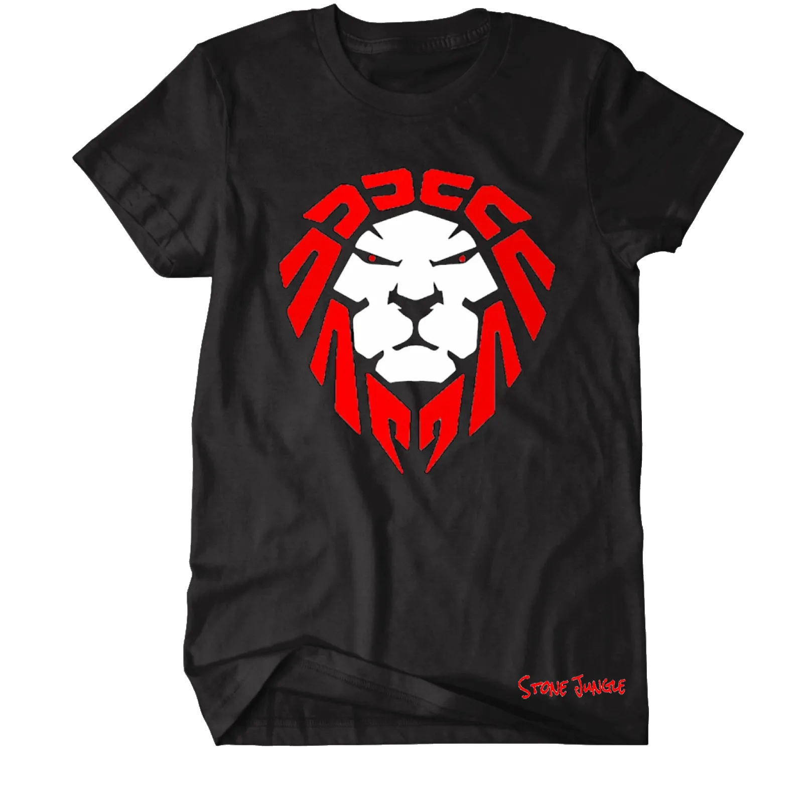 BLACK TEE WITH RED/WHITE LION