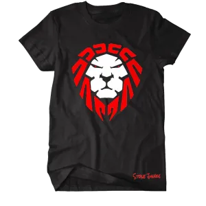 BLACK TEE WITH RED/WHITE LION