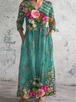 Blooms | Floral V-Neck Maxi Dress