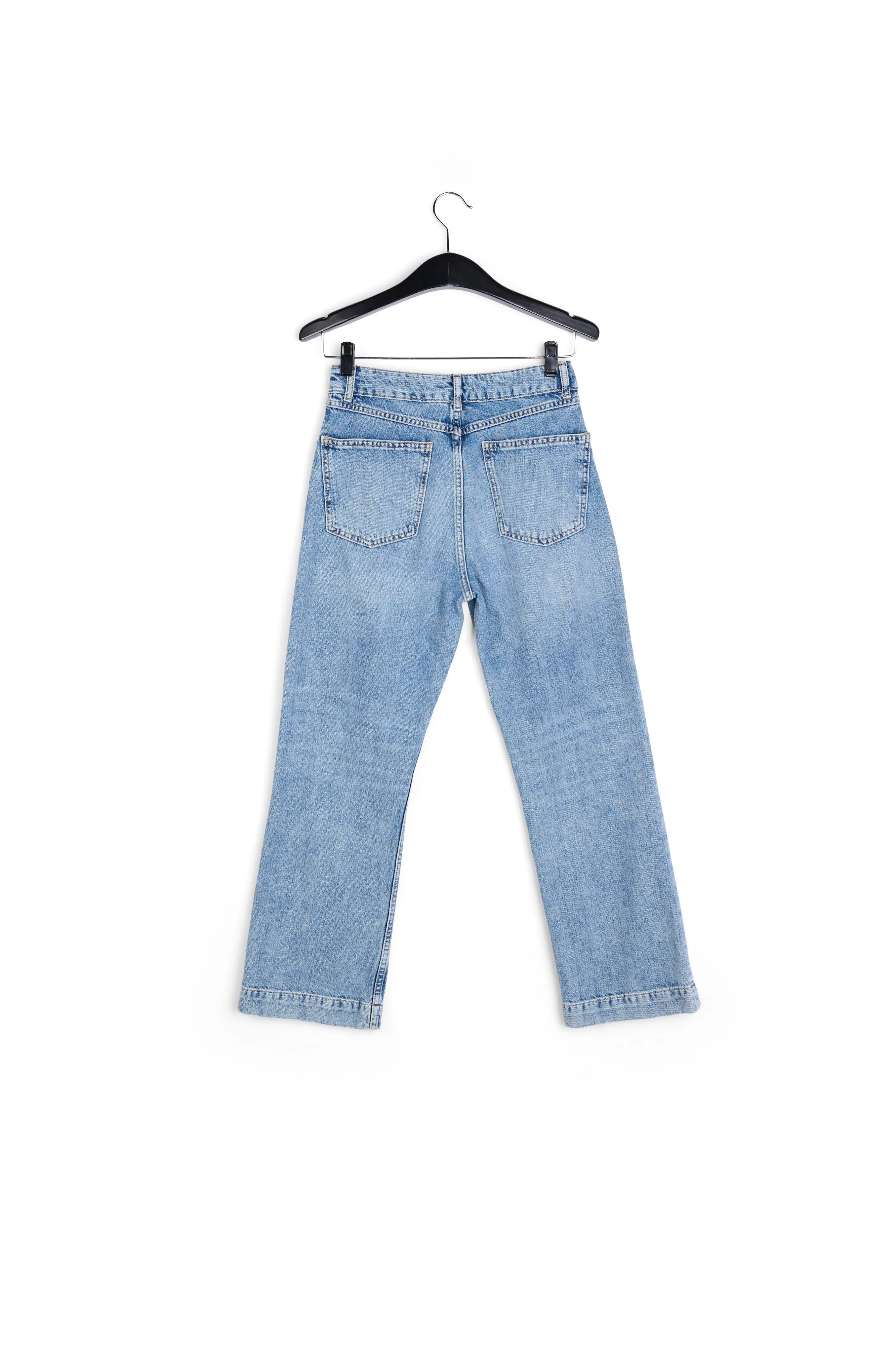 Blue cropped high-rise flared jeans