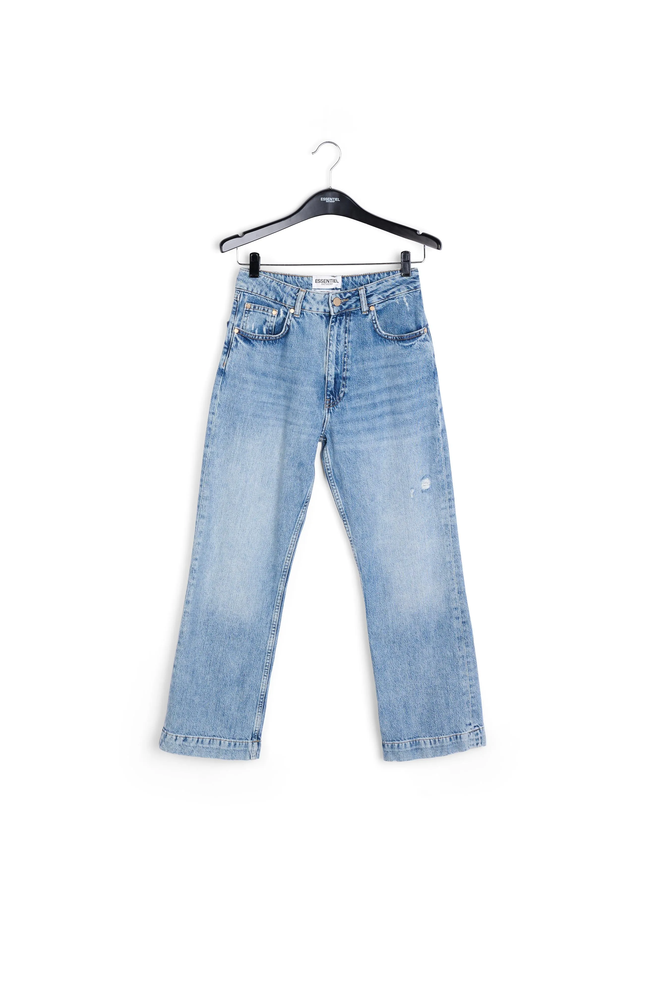 Blue cropped high-rise flared jeans