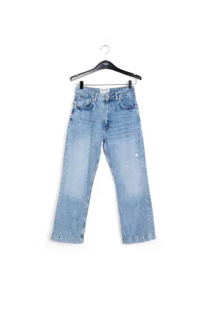 Blue cropped high-rise flared jeans
