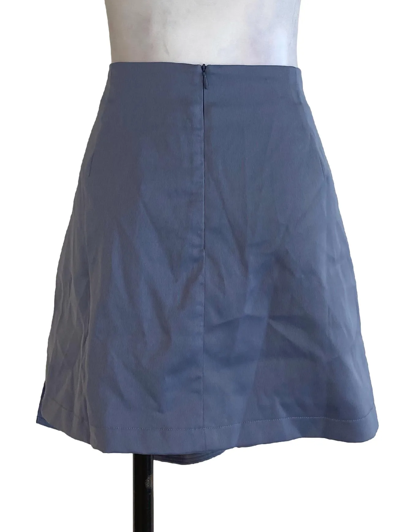 Blue Textured Wrap Skort