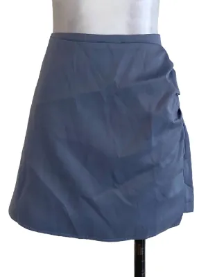 Blue Textured Wrap Skort