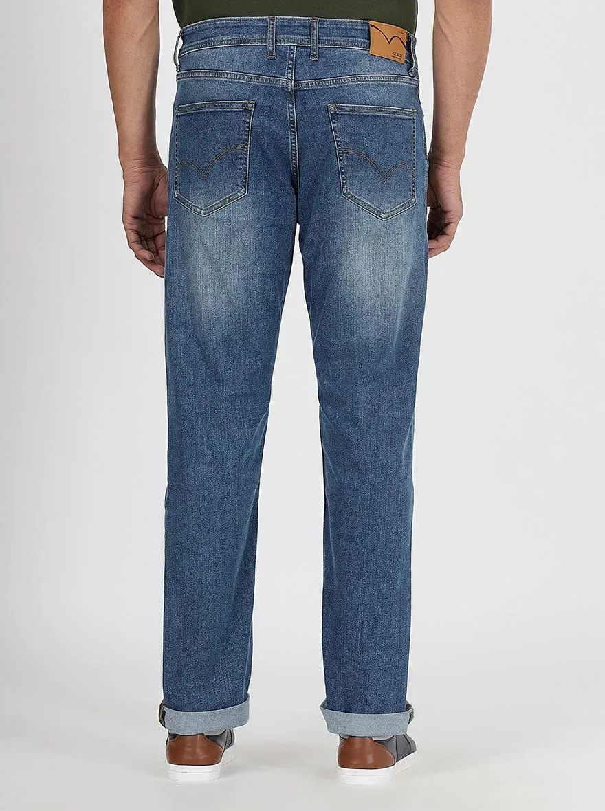 Blue Washed Straight Fit Jeans | JadeBlue