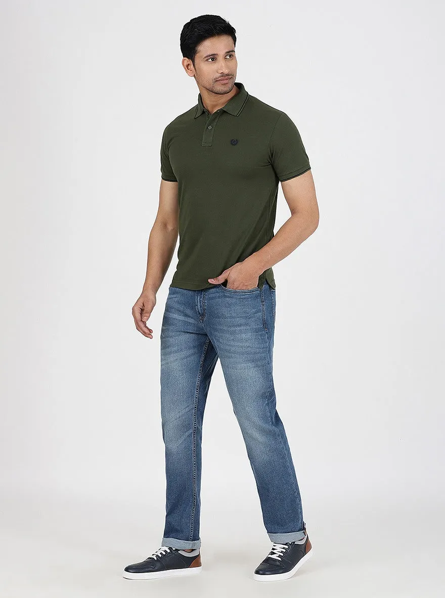 Blue Washed Straight Fit Jeans | JadeBlue