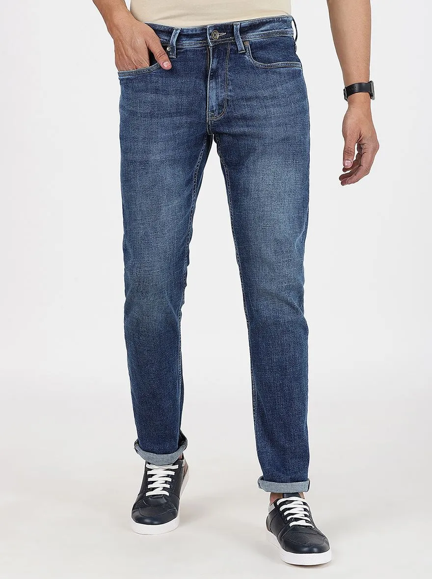 Blue Washed Straight Fit Jeans | JadeBlue