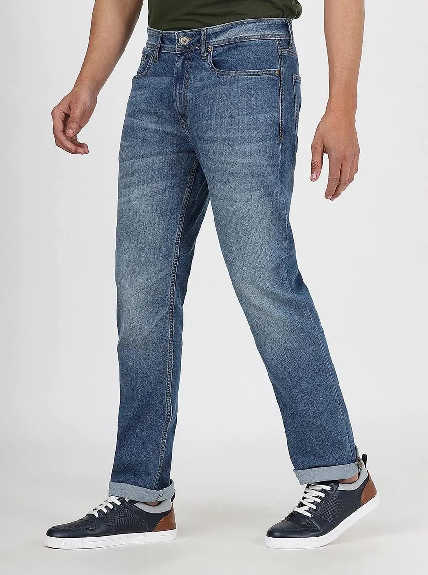 Blue Washed Straight Fit Jeans | JadeBlue