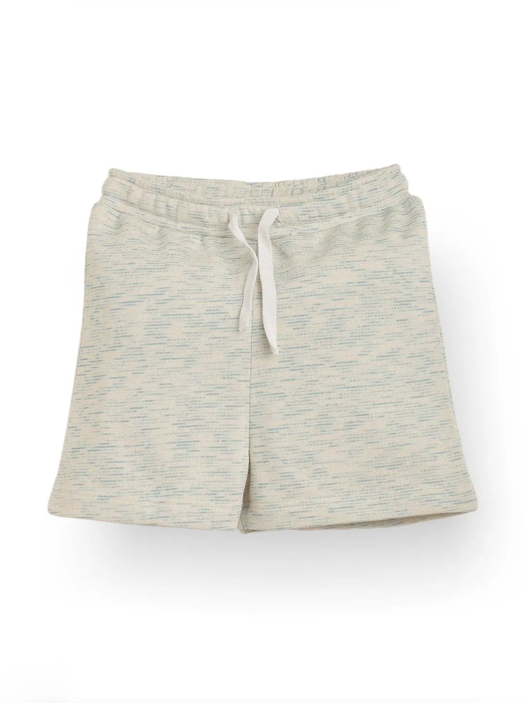 BLUE WHITE TEXTURED SUMMER GIRLS SHORTS - WHITE