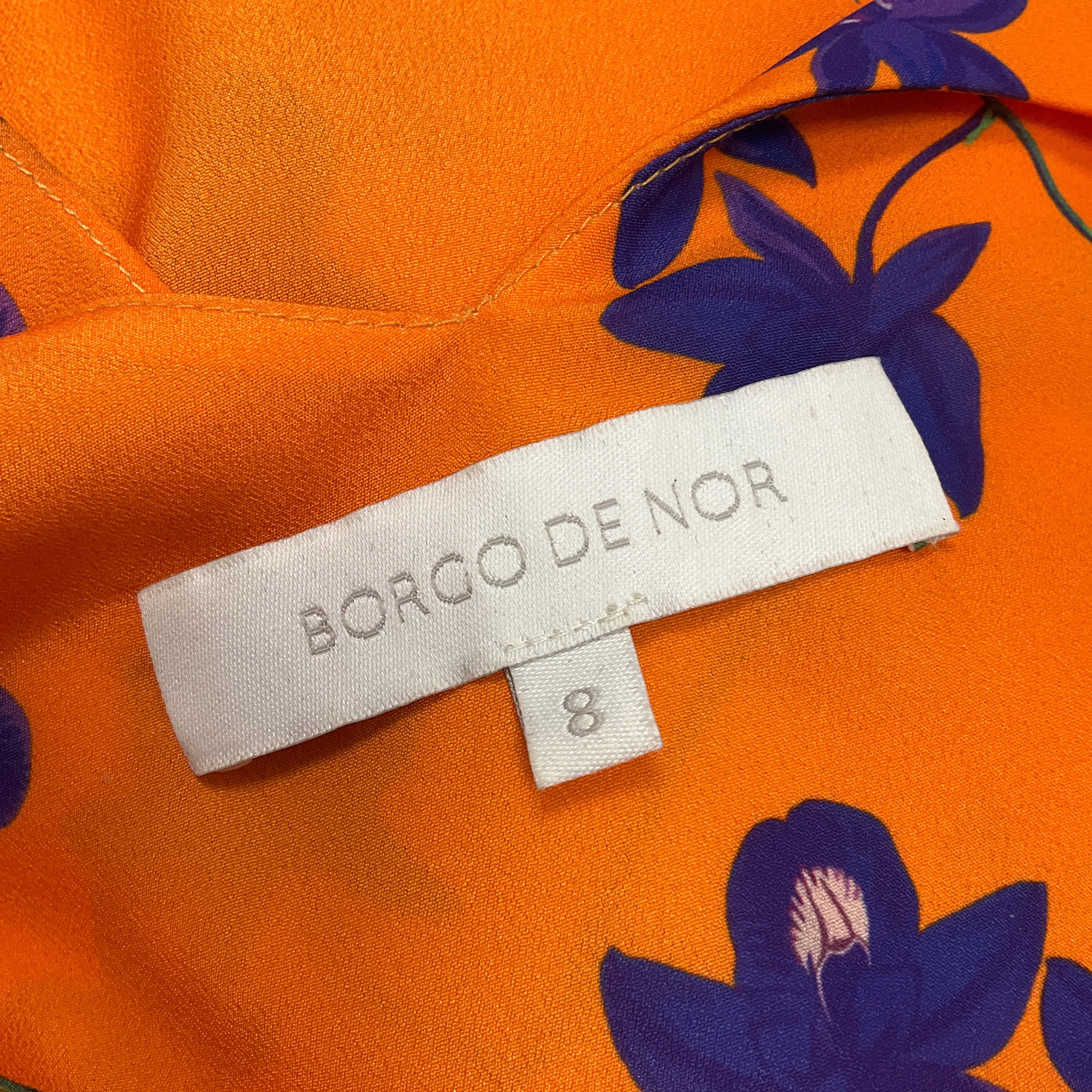 Borgo de Nor Orange / Purple Floral-print Midi Dress