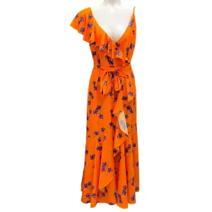 Borgo de Nor Orange / Purple Floral-print Midi Dress