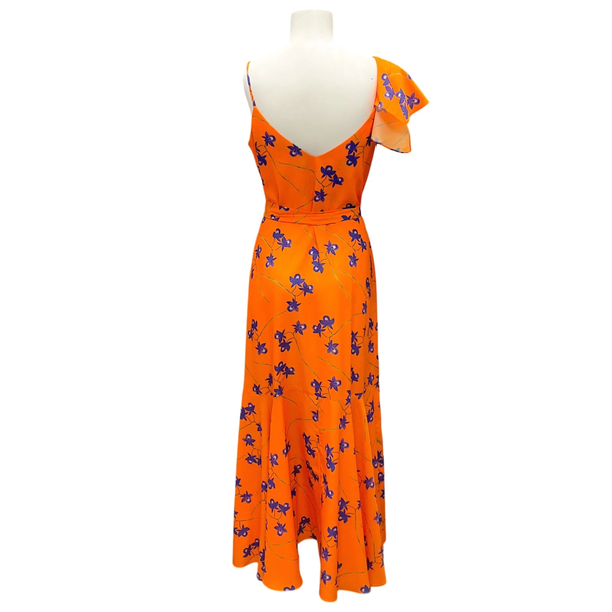 Borgo de Nor Orange / Purple Floral-print Midi Dress