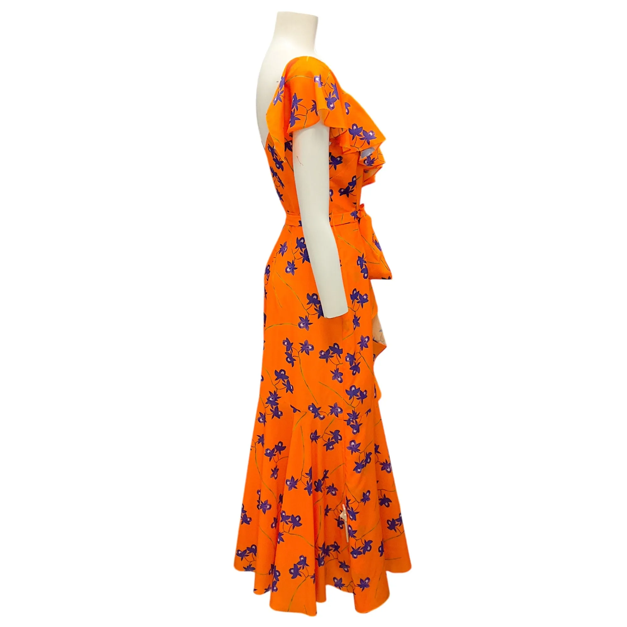 Borgo de Nor Orange / Purple Floral-print Midi Dress