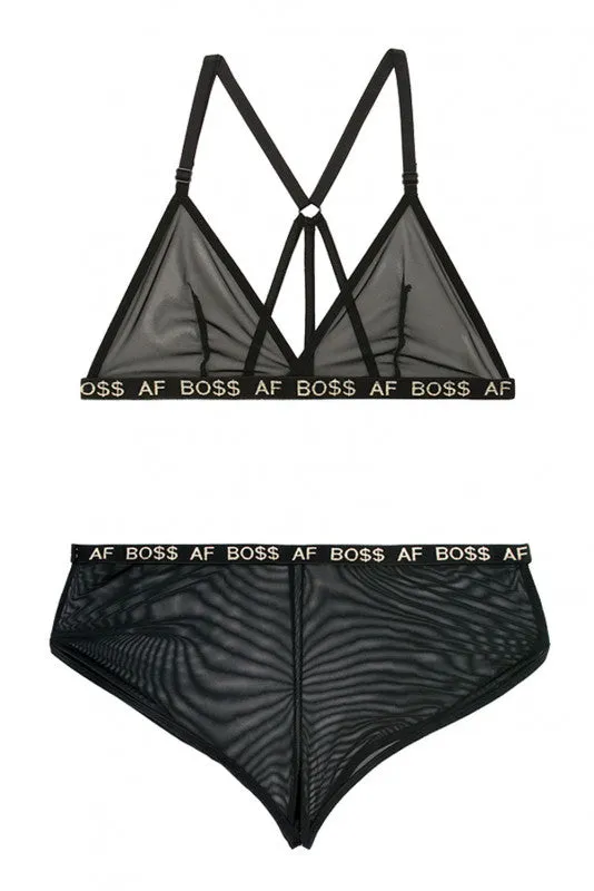 Boss Af Bralette and Shorts Set - Black - M/l