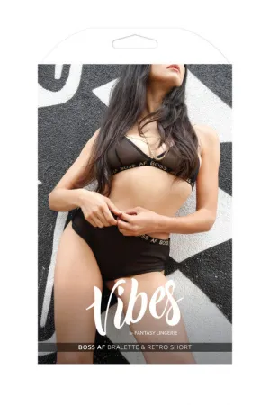 Boss Af Bralette and Shorts Set - Black - M/l