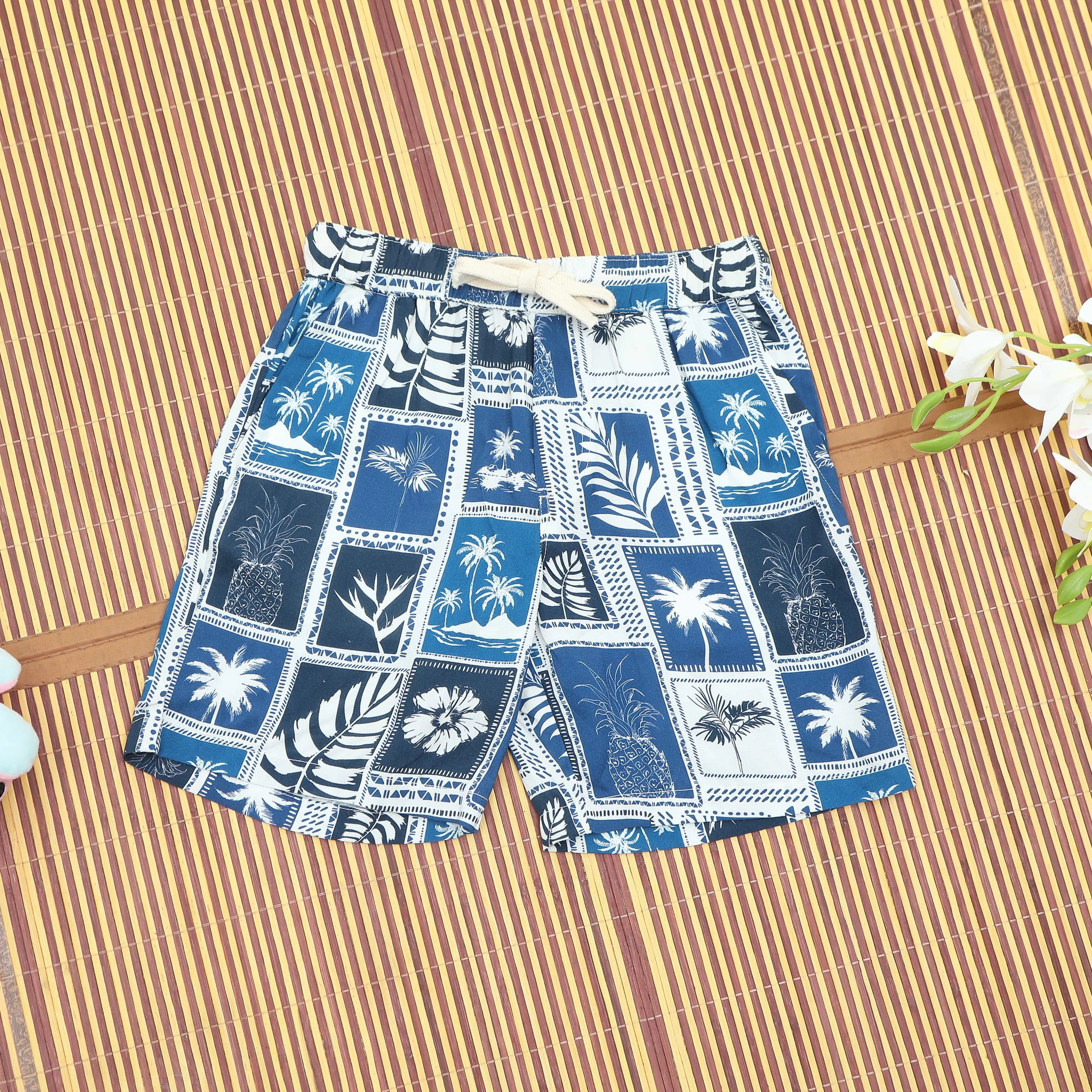 Boys Tree Print Short Royal Blue