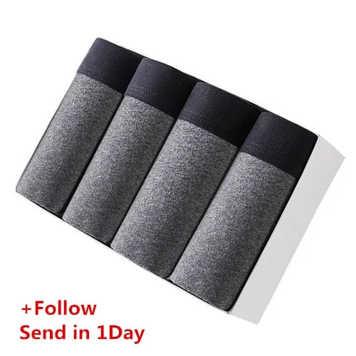 BURJOLINE 4pcs/lot Men's Underwear Cotton Boxers Man Breathable Panties Solid Shorts Brand Underpants B0007