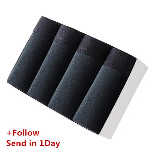 BURJOLINE 4pcs/lot Men's Underwear Cotton Boxers Man Breathable Panties Solid Shorts Brand Underpants B0007