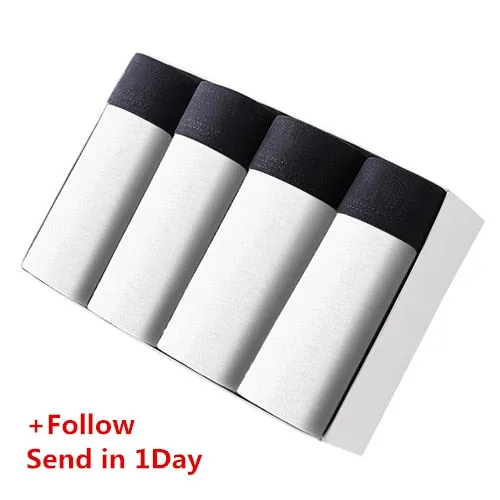 BURJOLINE 4pcs/lot Men's Underwear Cotton Boxers Man Breathable Panties Solid Shorts Brand Underpants B0007