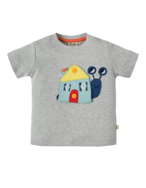 Button Off Applique Top -Grey Marl/Snail
