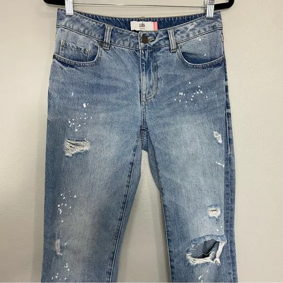 CAbi 100% Boyfriend Jeans Style 5884 DistressedAnkle Cropped Straight Size 2