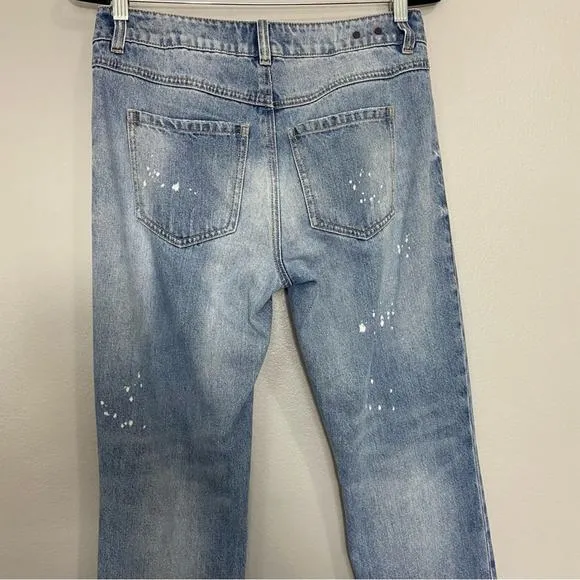 CAbi 100% Boyfriend Jeans Style 5884 DistressedAnkle Cropped Straight Size 2