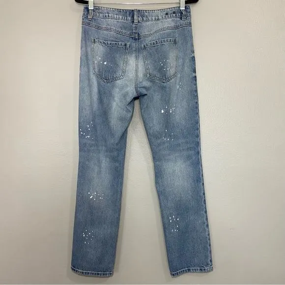 CAbi 100% Boyfriend Jeans Style 5884 DistressedAnkle Cropped Straight Size 2