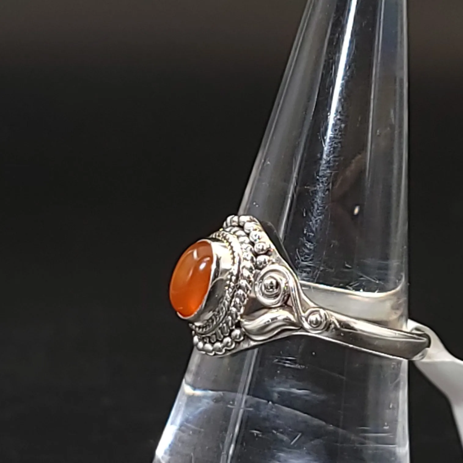Carnelian Ring "Dahlia" Sterling Silver Size 9